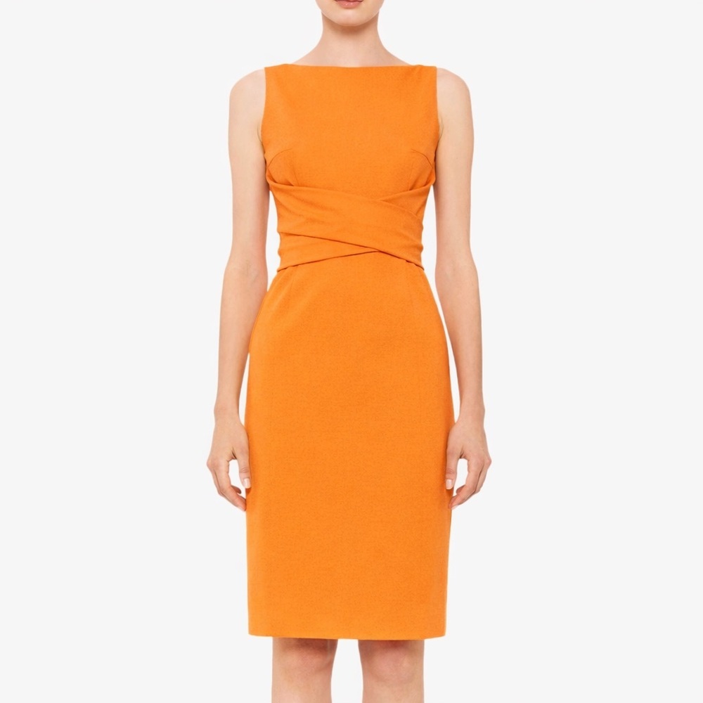 Akris Punto Cross Waist Tangerine Knit Sheath Dress Size 8